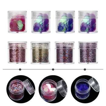 

8 pcs Nail Art Decoration Face Body Sparkling Eye Shadow Glitter Powder Manicure Sequin Makeup Ornament for Girls Women