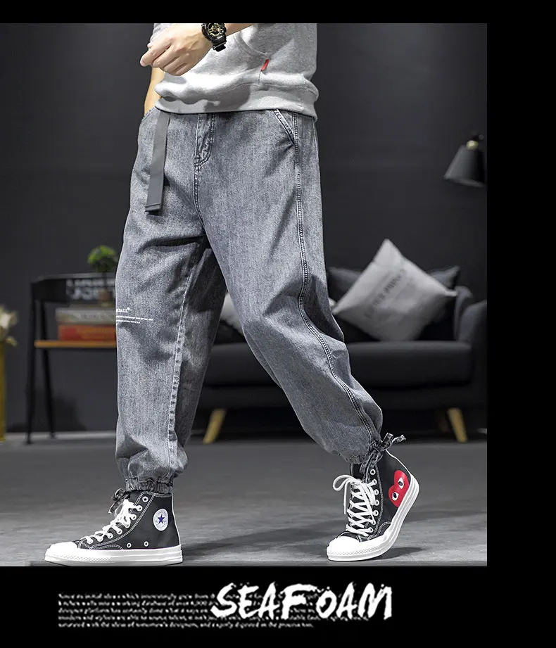 Горячие уличные мужские джинсы джоггеры брюки модные повседневные мужские джинсы-карандаш брюки ABZ603