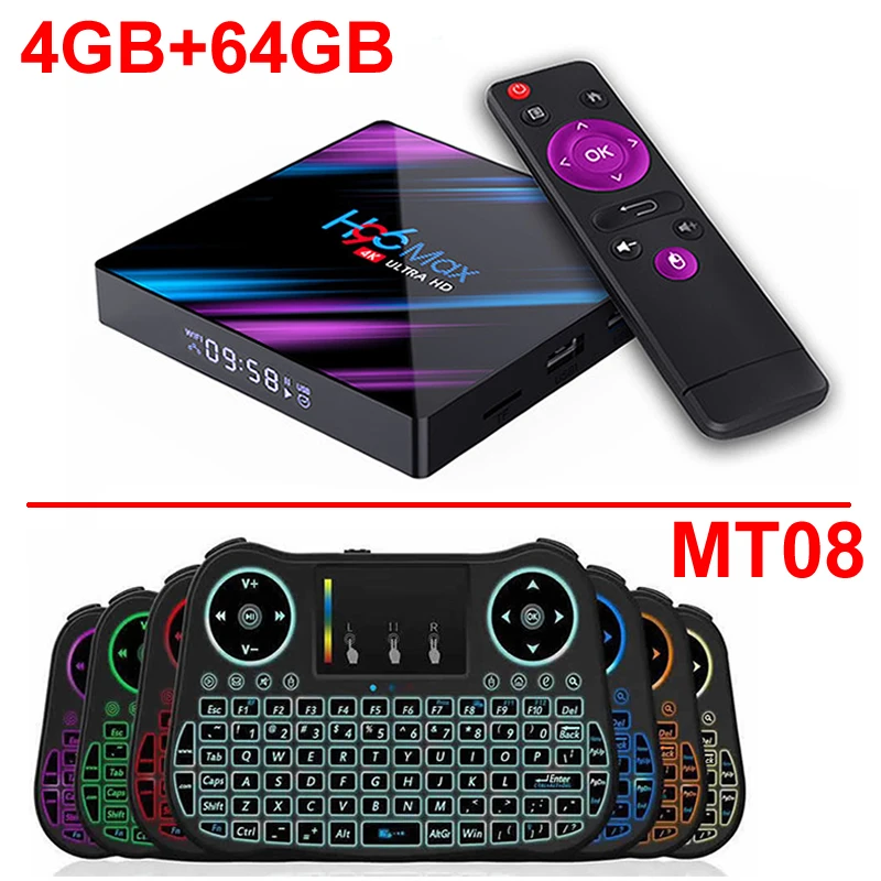 H96 MAX 3318 Android 9,0 Smart tv Box Rockchip RK3318 4 Гб ОЗУ 64 Гб ПЗУ BT4.0 USB3.0 2,4G/5G двойной wifi 3D 4K HDR телеприставка - Цвет: 4GB 64GB add MT08