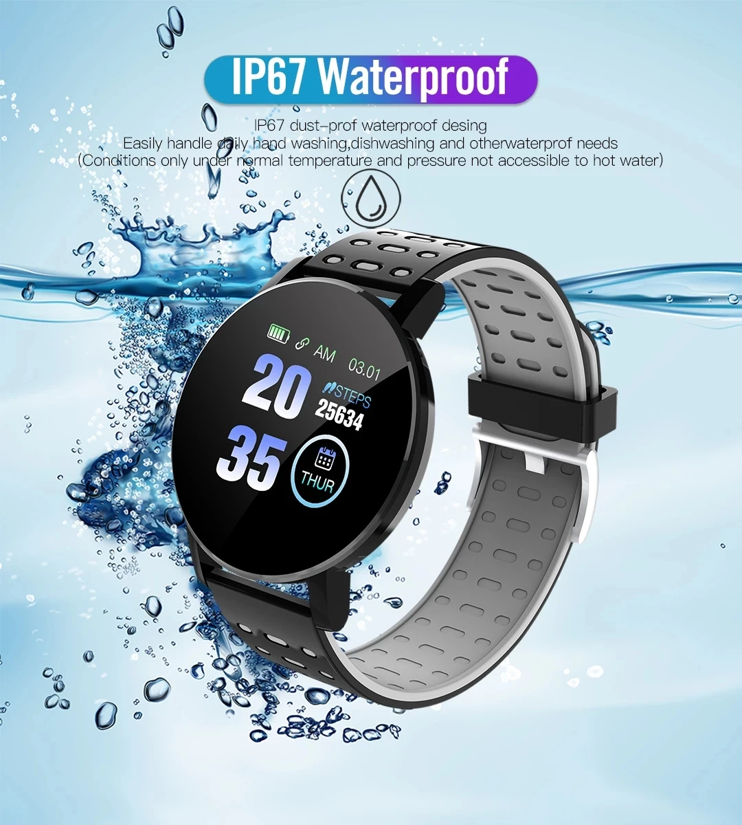 

119 Plus Smart Watch Heart Rate Smart Bracelet Man Wristband Sports Watches Waterproof Smartwatch Android Alarm Clock Wristwatch