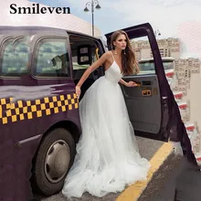 Кружевные свадебные платья в стиле бохо, пляжное платье невесты на тонких бретелях с v-образным вырезом, свадебные платья со съемной шалью, Vestido De Noiva