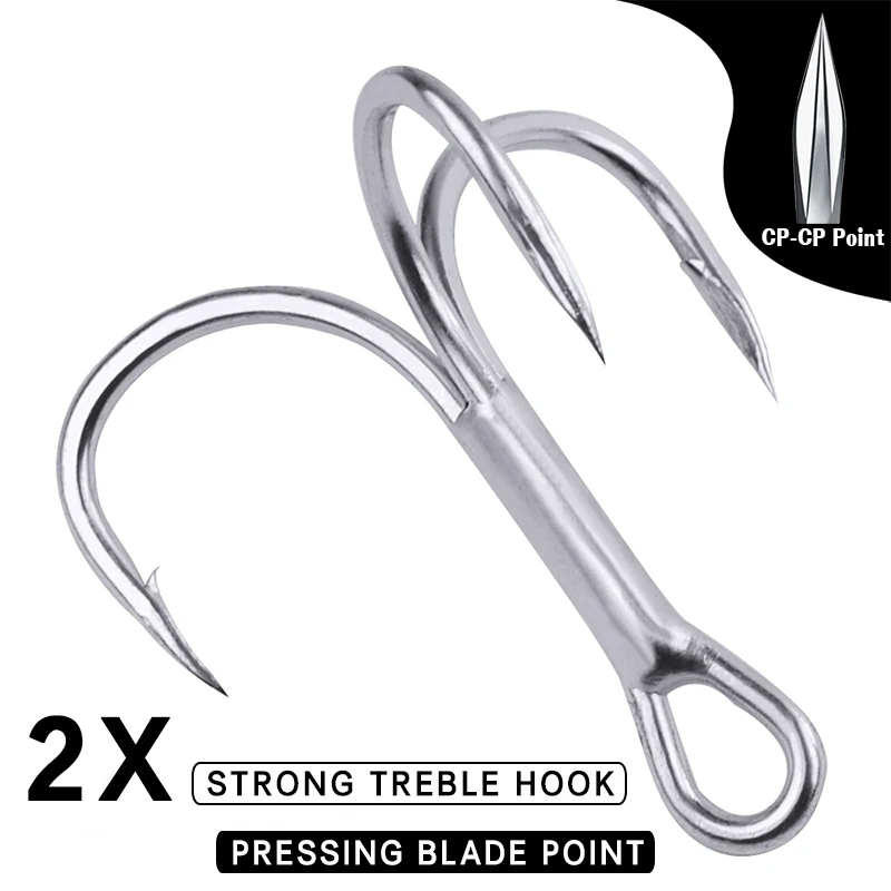 50x Fishing Hook Black/Silver Sharpen Treble Hook 2/4/6/8/10 Hook Fish 2018 B6L8 