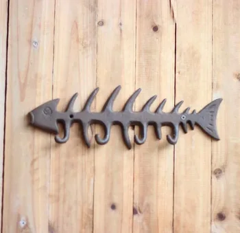 

34x11cm Cast iron fish shaped fish bone hook Balcony garden decorations