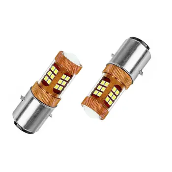 

Motorcycle Led Headlights 12v Far And Near Light Double Claw Ba20d 3030 28smd Electric Car Built-in Light Bulb