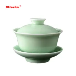 Китайский чайный сервиз Celadon gai wan высокого качества, китайский чайный сервиз Dehua Bone gaiwan чайный фарфоровый чайный сервиз для креативного