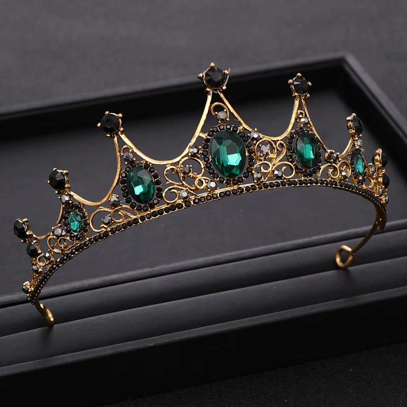Vintage Green Rhinestones Crystal Wedding Crown Bridal Tiara Headpiece Jewelry Hair Ornament jewelry accessories jewelry set hair accessory hair headdress bridal headwear hair band crown