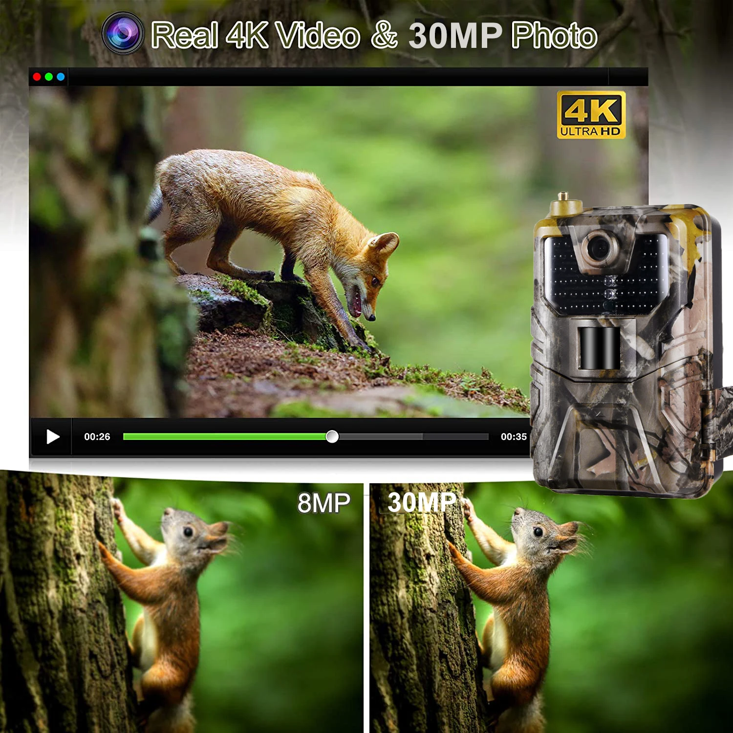 4K Video Live Broadca Trail Camera 30MP WIFI APP Bluetooth Control Hunting Cameras WIFI900PRONight Vision Wildlife Surveillance