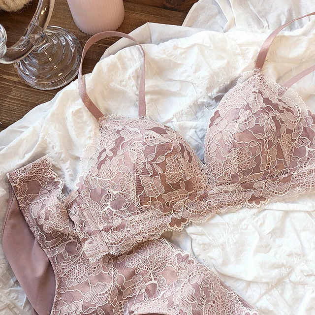 Embroidered Lace Bralette Top Support Gathers Comfortable Beauty Lingerie  Set Without Steel Ring Girl Underwear Bra Suit - Bra & Brief Sets -  AliExpress