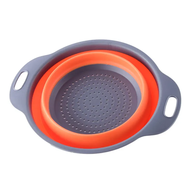 1pc Small Size Foldable Silicone Water Strainer Fruit Vegetable Washing Basket Colander Collapsible Strainer Kitchen Tools Gadge - Цвет: Orange