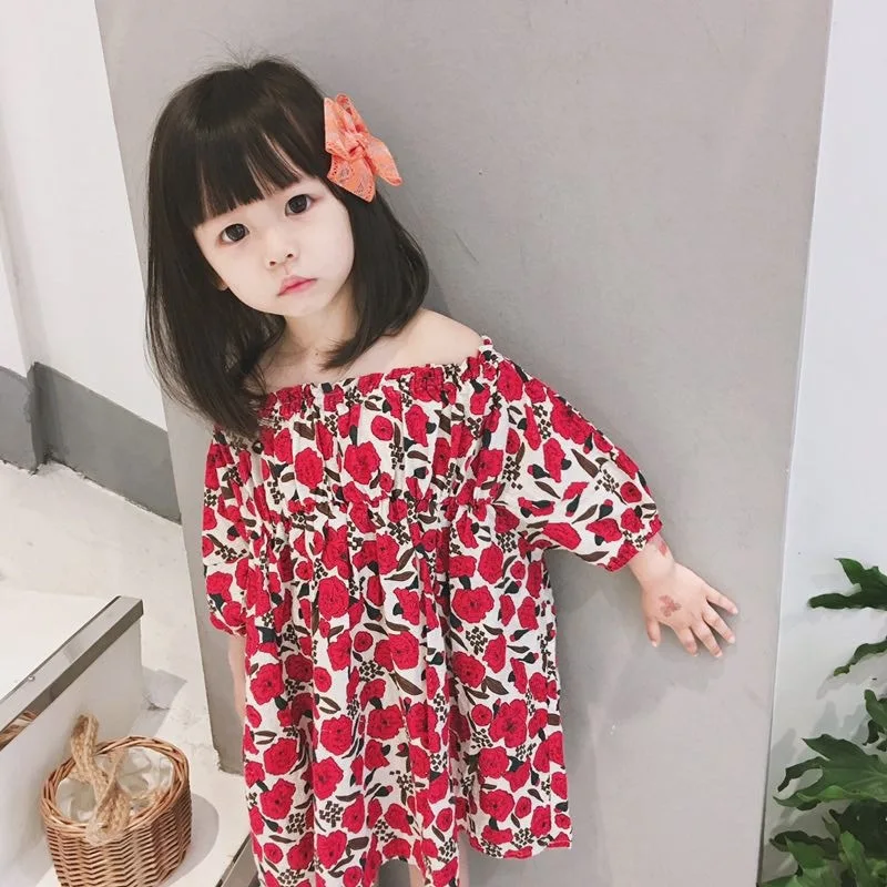 19新款现货夏季韩版中小童女童装碎花公主A字裙连衣裙沙滩裙童裙