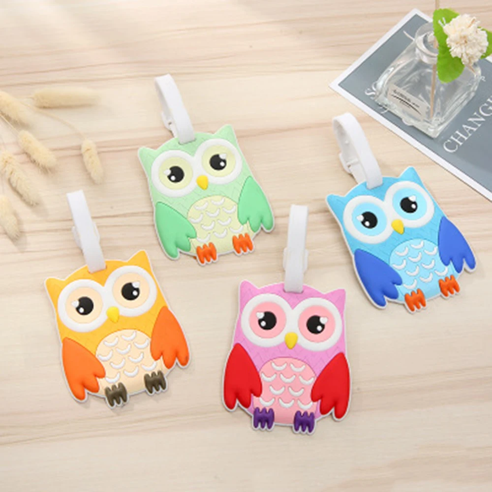 

Owl Suitcase Luggage Tags Name Address ID Address Holder Silicone Bag Label Boarding Portable Label Luggage Tag