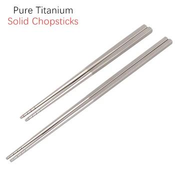 

18/22.5cm Pure Titanium Lengthened Chopsticks Home Kitchen Tableware Accessories Polished and Sandblasted Solid Chopsticks