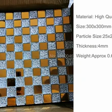 Самоклеящаяся Хрустальная стеклянная мозаика, рыжеватая смесь серебряного цвета, мозаичная плитка для бассейна, лист для кухонного интерьера, стекло