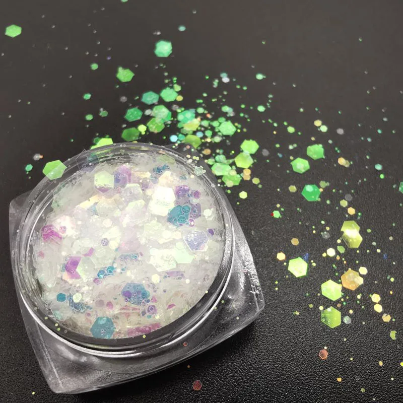 

1 Box Nail Mermaid Glitter Flakes Sparkly Hexagon 3D Colorful Sequins Spangles Polish Manicure Nails Art Decorations