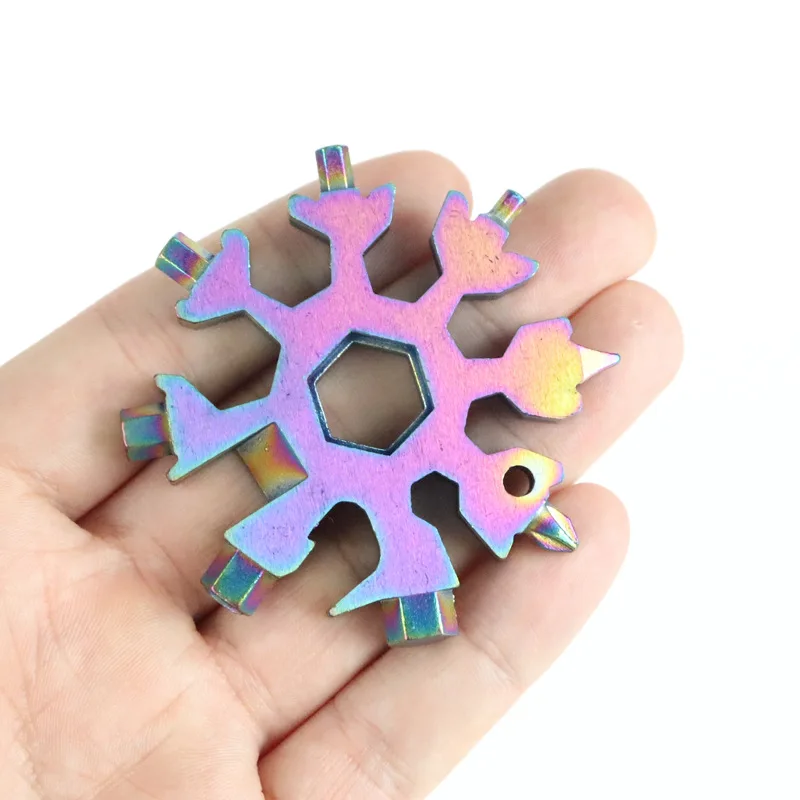 

18 In 1 Snowflake Multi Pocket Tool Keyring Key Ring Spanner Hex Wrench Multifunction Multipurpose Camp Survive Outdoor Hike