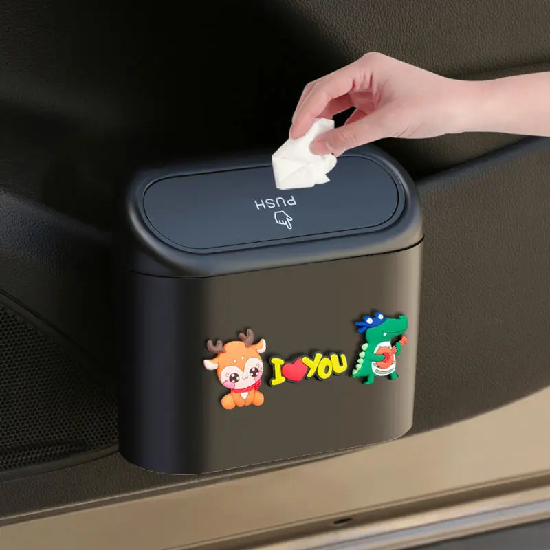 Car Trash Can Door Hanging Storage Bin Cartoon Multifunctional Front Storage Bin Creative Car Supplies