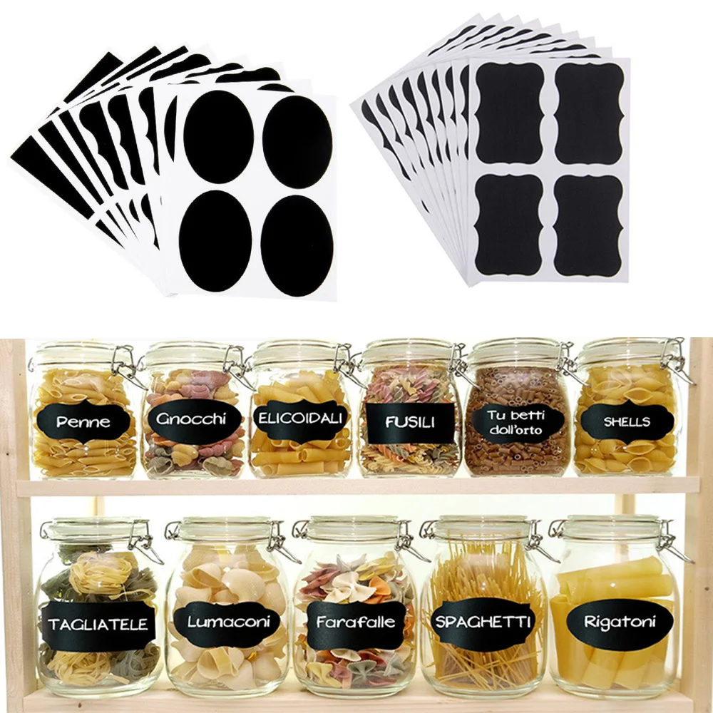 36pcs Waterproof Glass Bottle Stickers Labels Home Kitchen Jars Stickers Chalkboard Labels Tags Can Be Reused Kitchen Stuff