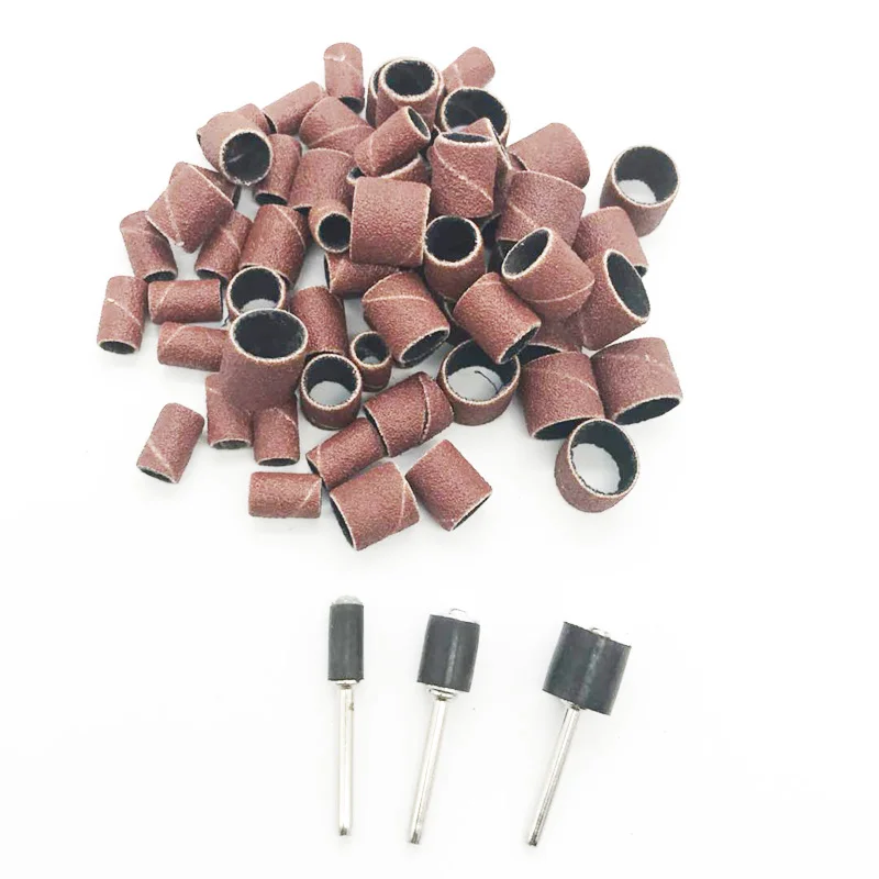 

80Grit Drum Sanding Kit 1/2 3/8 1/4 Inch Sand Mandrels Fit for Nail Drill Rotary Tools 63pcs/set
