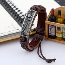 Мода ручной работы Сплав Роза кожаные браслеты панк старинные амулетные браслеты для мужчин унисекс ювелирные изделия аксессуары подарок