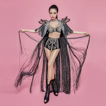 

bar nightclub night field female singer DJ Sexy mysterious black long Liu Su stage costume
