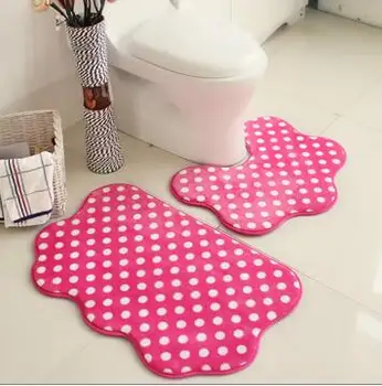

2PCS/Set Absorbent Anti-slip Bathroom Rug Toilet Mats Mat For Toilet Bathroom Carpet