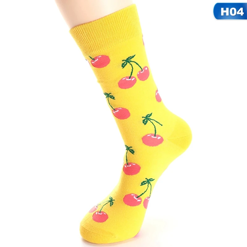 Модные забавные носки с рисунками фруктов из мультфильмов цветные милые носки с вишневым арбуз банан с рисунком груши Женские повседневные хлопковые носки