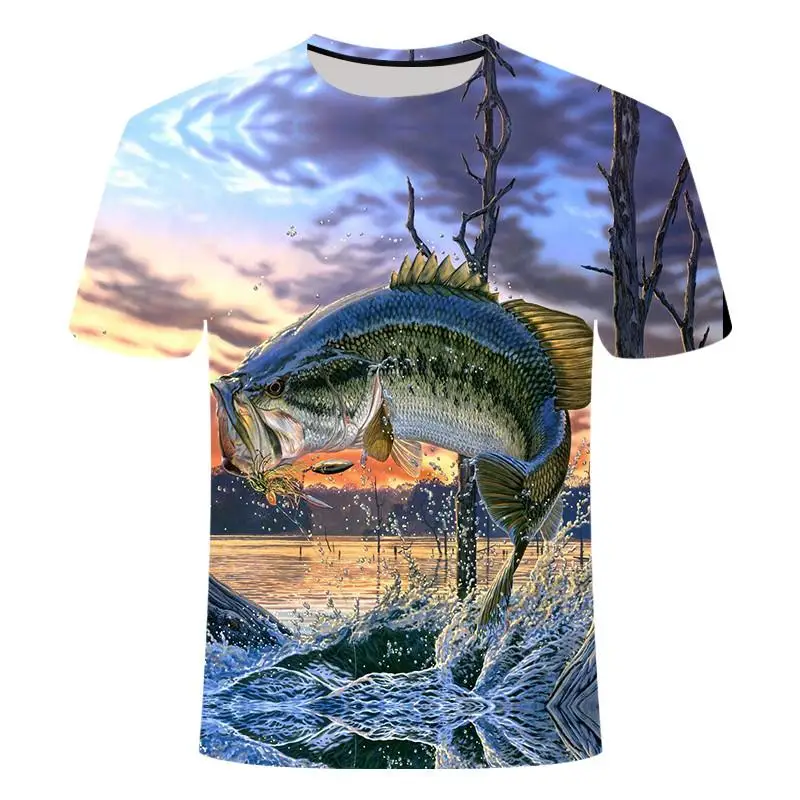 Рыба T рубашки для мальчиков модные мужские Модальные Funy 3D цифровая печать Повседневное женские футболки в стиле «хип-хоп» Детские
