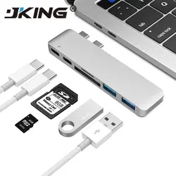 USB C концентратор Тип C Thunderbolt 3 док-станция 5 в 1 USB-C адаптер ключ комбинированный с USB 3,0 портами TF слот Micro SD карта для MacBook Pro