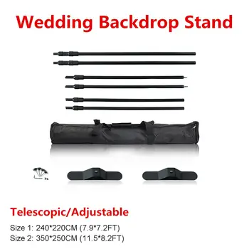 

350*250cm High Wedding Backdrop Pipe/Stand with Heavy Base Telescopic Adjustable Curtain Frame Photo Banner Backdrop Stand