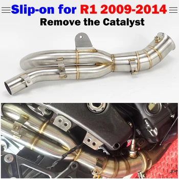 

R12009-2014 Slip-on Motorcycle exhaust muffler middle link pipe remove the catalyst escape moto for Yamaha R1 yzf-r1 2009-2014
