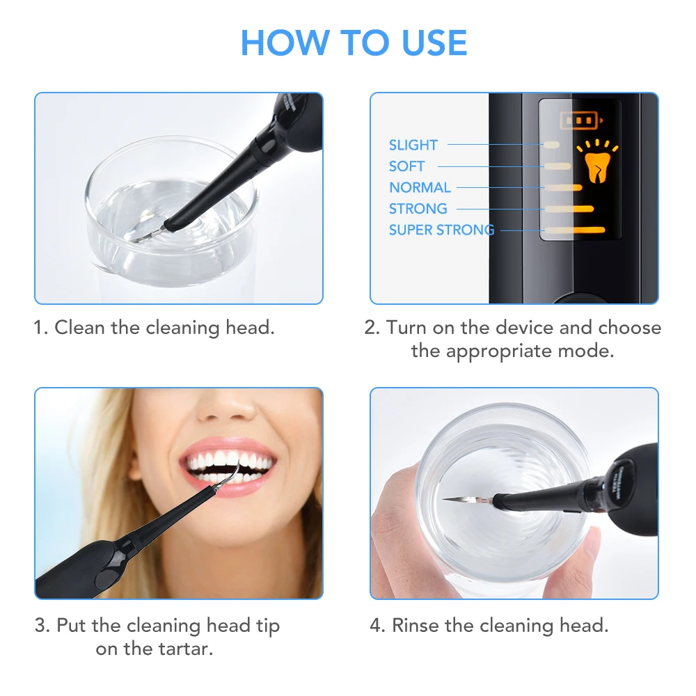 Dental Cleaner Dental Scaler Electric Teeth Whitening Kit with Mouth Mirror Oral Care for Teeth Tartar Calculus Stains Remover