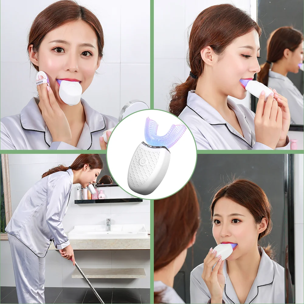 360 Degree Sonic Electric Toothbrush Automatic Silicone Tooth Brush USB Rechargeable Teeth Cleaner Blue Light Whitening Tooth 360 Degree Sonic Electric Toothbrush Automatic Silicone Tooth Brush USB Rechargeable Teeth Cleaner Blue Light Whitening Tooth