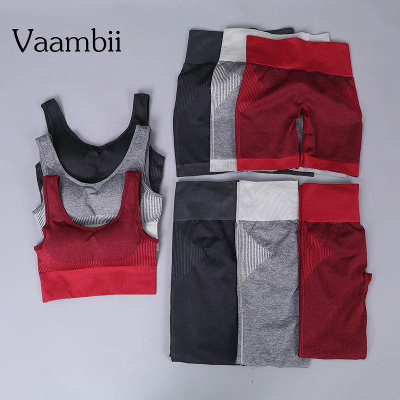 

Seamless Free Shipping Yoga Gym Set Womens Running Exercise Training Leggings Bra Set With Shorts Tracksuit Wives Biker Outfit