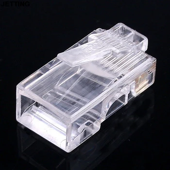 

JETTING Practical Crystal RJ45 Plug Cat5E Cat5 Rj-45 Lan Network Connector Modular Plug Network Cable Connector 25 PCS