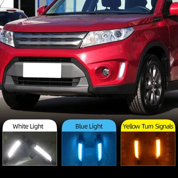 

2PCS Car LED Daytime Running Light DRL For Suzuki Vitara 2015 2016 2017 2018 20189 2020 Fog lamp with yellow Turn Signal