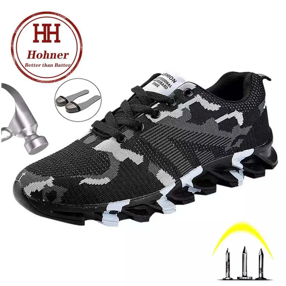 

Hohner Safety Shoes Men Steel Toe Indestructible Work Protection Fashion Ankle Boots Anti-smashing Anti-piercing Size Plus 48