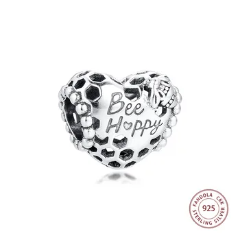 

2020 Spring Fit Pandora Bracelet 925 Sterling Silver Bee Happy Honeycomb Heart Charms Beads for Women Fashion Jewelry Making