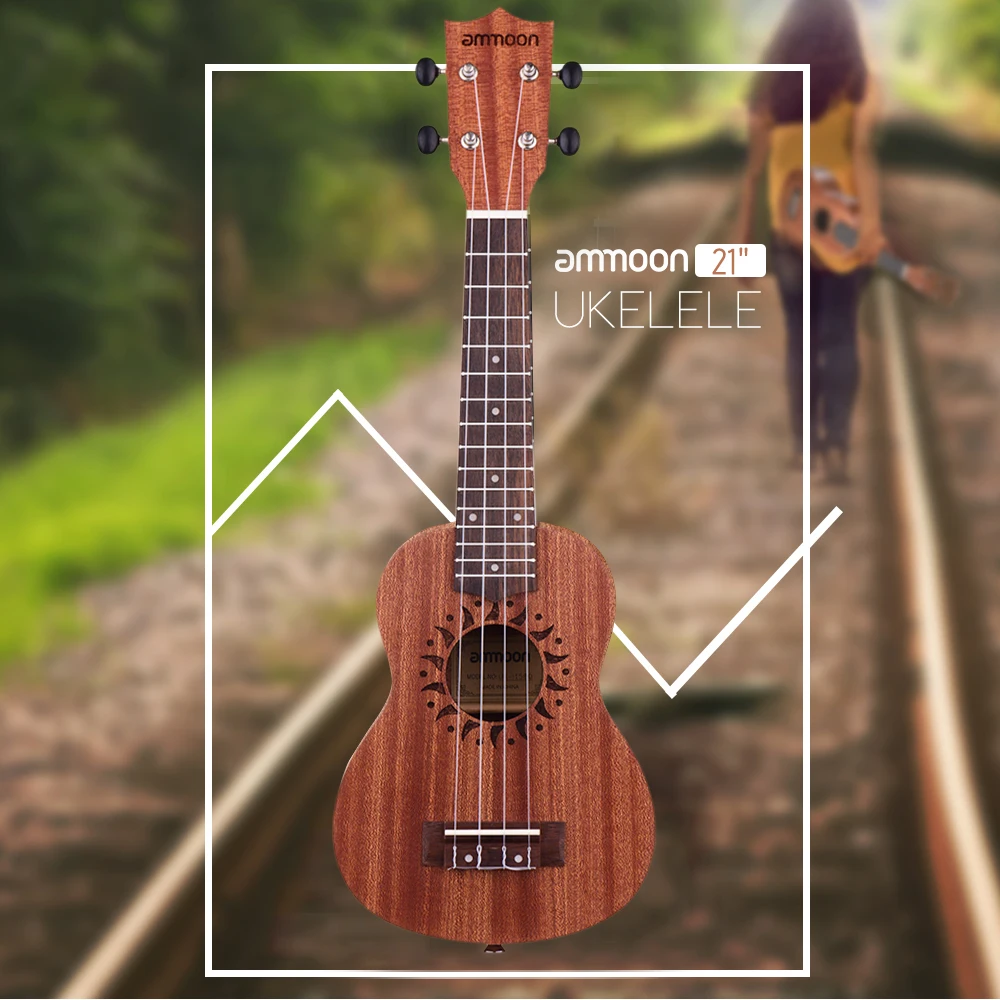 Ammoon 2" Акустическая укулеле Уке высокое качество Sapele Ukelele 15 Лада 4 струны инструмент Палисандр полузакрытый Okoume
