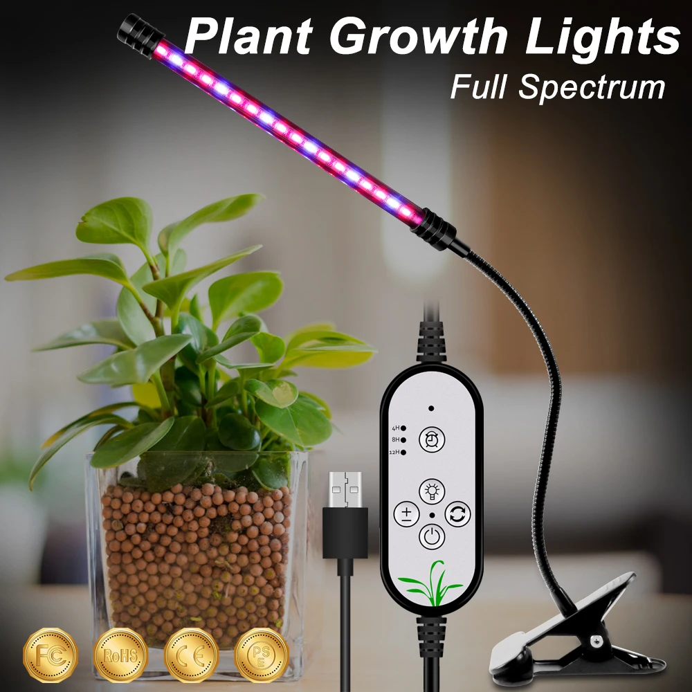 Светодиодный светильник WENNI для выращивания растений, полноспектральный, для помещений, для выращивания, USB, фитолампа, светодиодный светильник для теплицы, для выращивания овощей, цветов, Fitolamp - Испускаемый цвет: 1 Heads USB Port