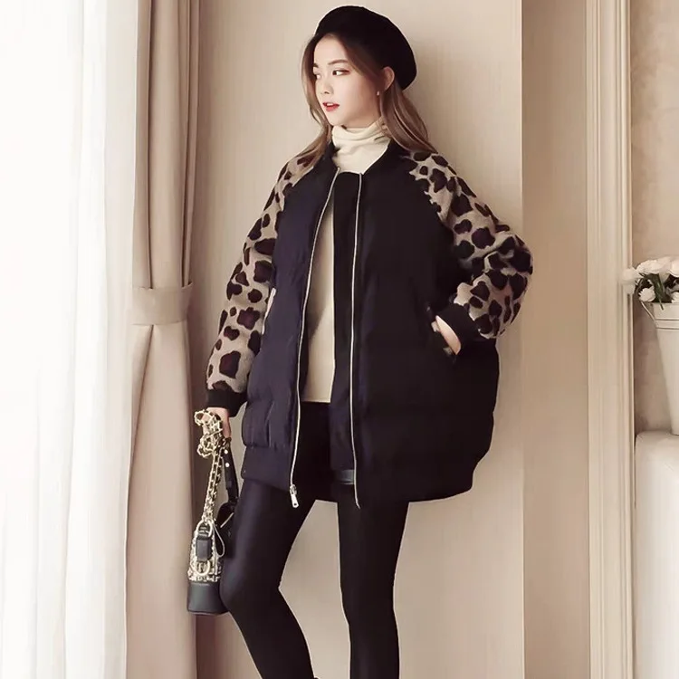 

2019 Large Size WOMEN'S Wadded Jacket Coat Winter New Style Fat Mm Korean-style Loose-Fit Baseball Uniform-Style Mixed Colors Co