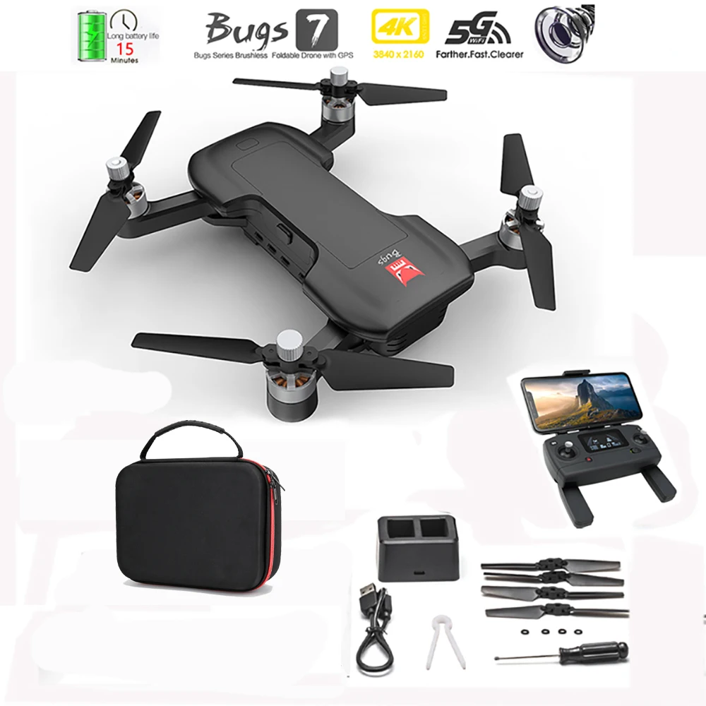Оригинальный MJX Bugs 7 B7 GPS Дрон с 4K 5G Wi Fi HD камера бесщеточный двигатель RC