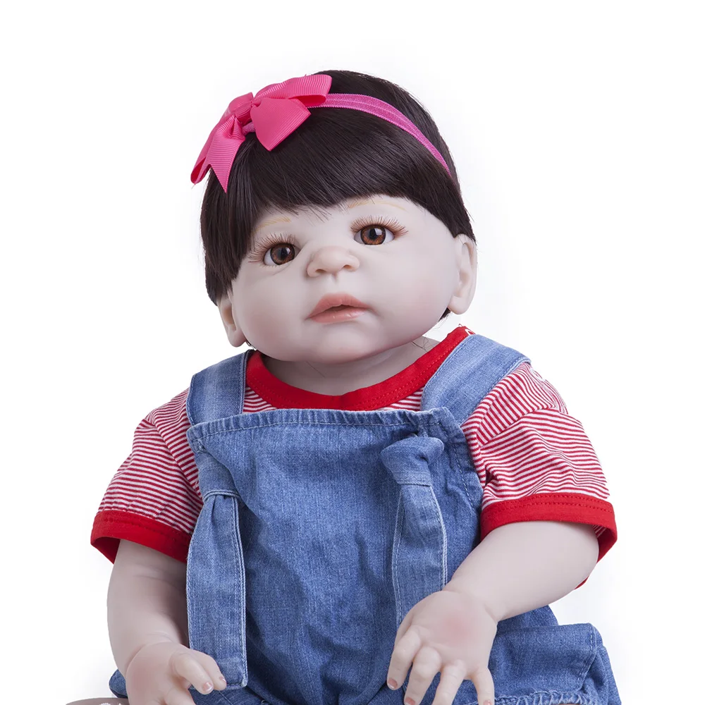 55 см полностью силиконовая кукла Reborn Baby Doll игрушка Bebe 22 дюйма новорожденная