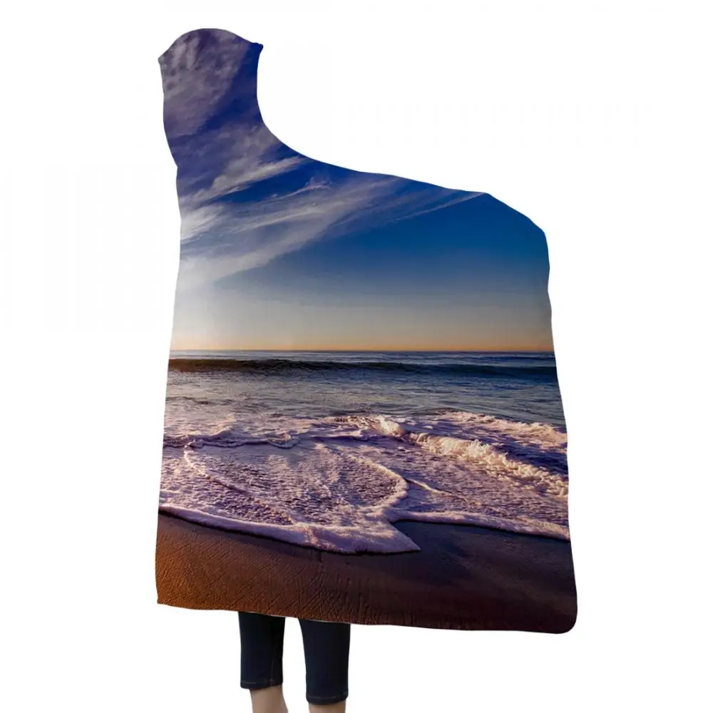 

Polyester Hooded Blankets For Adults Childs 3d Printed Sofa Blanket For Sofa Portable Warm Throw Blanket For Home Travel Picnic