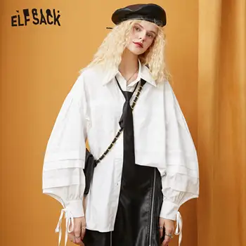 

ELFSACK Black Solid Minimalist Single Breasted Casual Shirts Women,2020 Autumn Pure Full Sleeve Korean Ladeis Basic Daily Top
