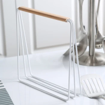 

Wrought Iron Rag Storage Rack Vertical Kitchen Drain Dishwashing Stove Organizer Hanging Duster Cloth Holder Shelf