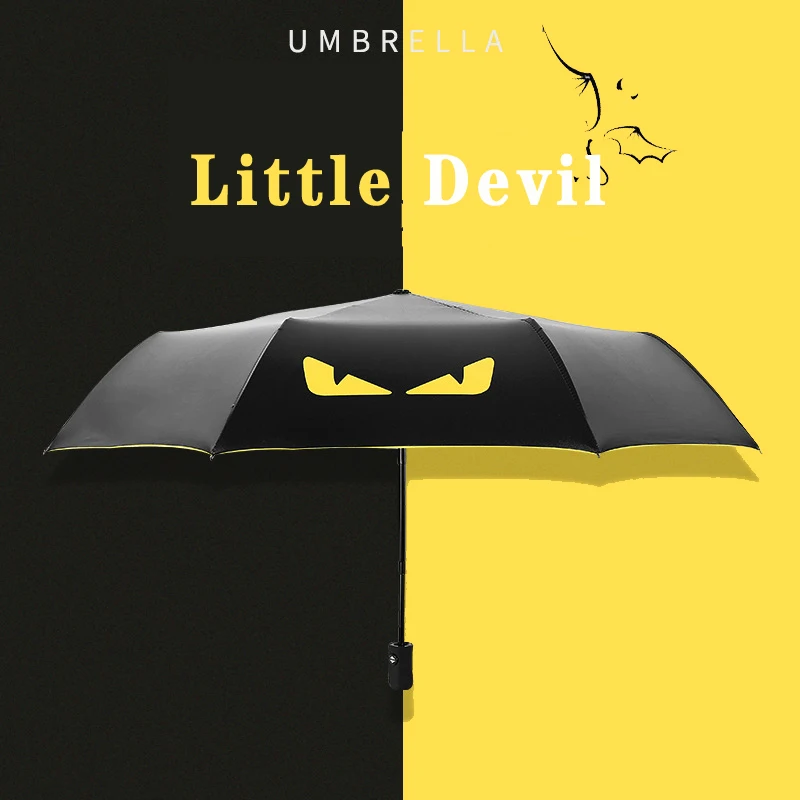 

8k Manual Small Devil Umbrella Men Women Folding Umbrella Black Coated Umbrella Dual-use Anti-UV Umbrella Sombrillas Para Boda