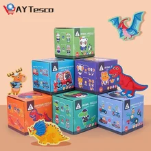 Puzzle en bois pour enfants, jouet éducatif, dessin animé, circulation des animaux, apprentissage précoce, Cognition, intellectuel, cadeau pour bébé