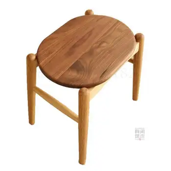

Furniture solid wood nordic simple small round stool small apartment black walnut white oak wax oil stool dressing stool