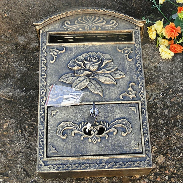 Reteszelő Falra Szerelt Postafiók - Bronz Vintage Alumínium Rózsa Tervezés Lakossági Biztonságos Levelező Doboz - Image 6