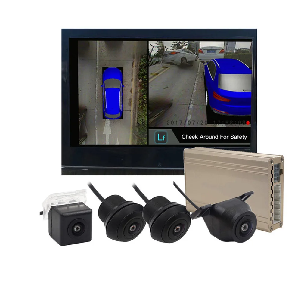 

360 Degree Panoramic 3D Camera Monitor System 6 Glasses Lens None-Light Night Vision HD Bird Eye Surround View Cameras
